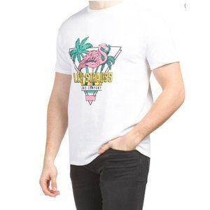 Levi Strauss Flamingo Graphic Tee White Short Sleeve T-Shirt Men's Large